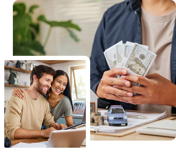 Couple reviewing personal loan approval and funds